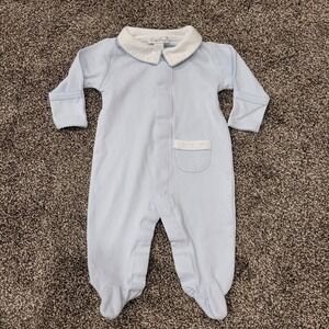 Kissy Kissy Baby Boys Light Blue Pima Cotton Footie Collared Sleeper 0-3 Months